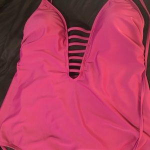 Magenta pink one piece swimsuit